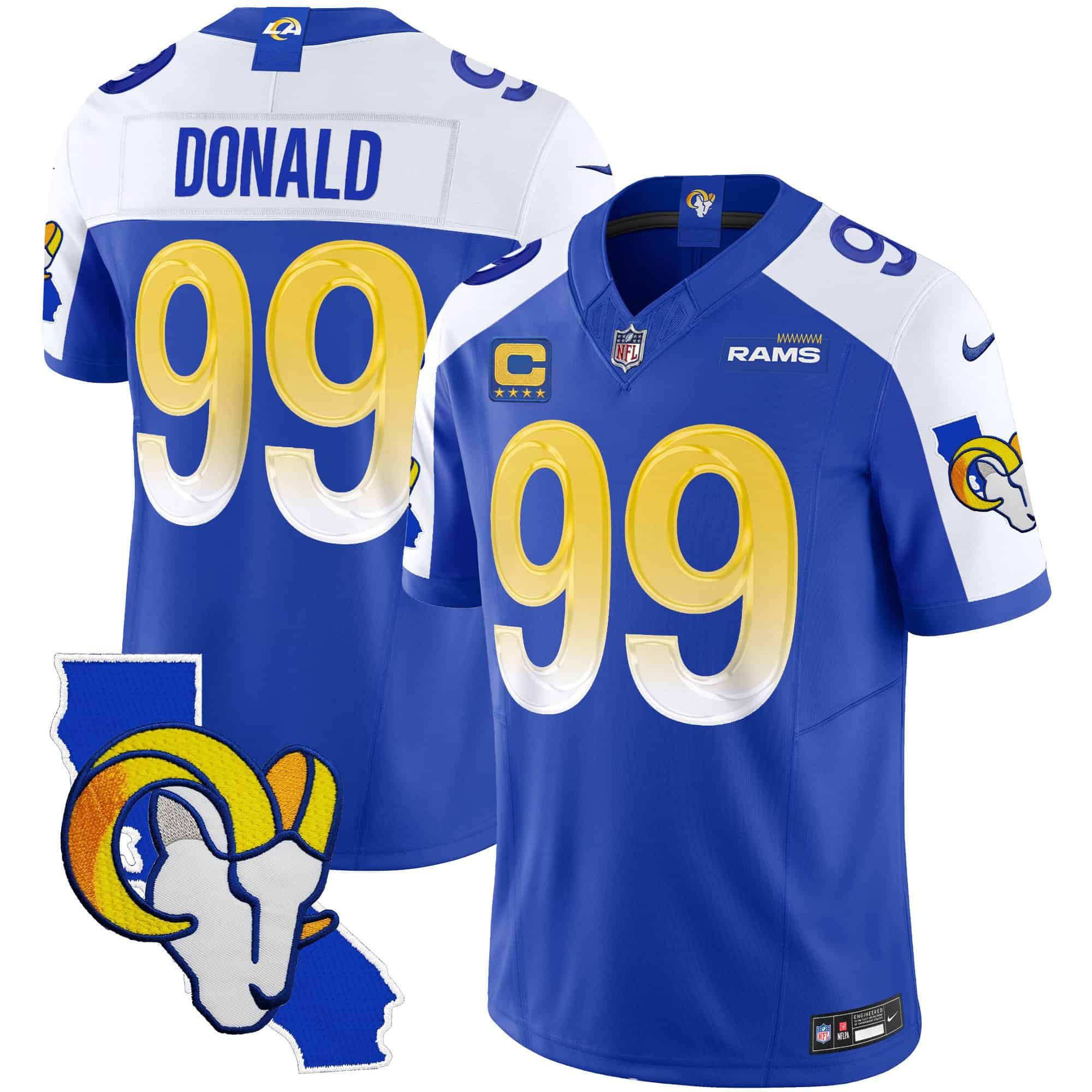 Men Los Angeles Rams #99 Donald Blue 2024 Nike California Patch Vapor Limited NFL Jersey->indianapolis colts->NFL Jersey